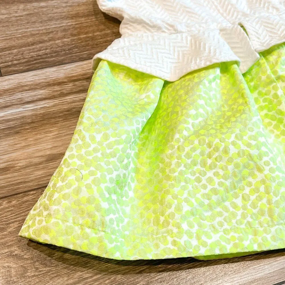 Gingersnaps Girls Dress White Chevron Top and Neon Spotted Bottom Size 4